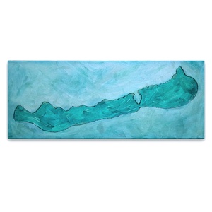 50x20cm Balaton sziluett vászonkép festmény türkiz - Meska.hu