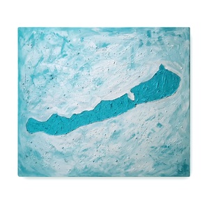 70x60cm Türkiz Balaton sziluett vászonkép festmény, Művészet, Festmény, Festmény vegyes technika, Festészet, MESKA