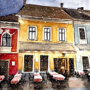 Szentendre - eredeti akvarell festmény, Művészet, Festmény, Akvarell, Festészet, MESKA