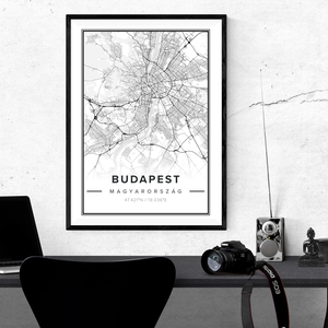 Budapest Térkép - Elegáns / Modern stílus - Falikép / poszter A4 - Meska.hu