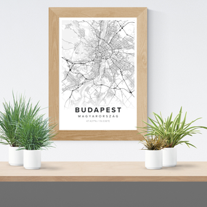 Budapest Térkép - Minimál stílus - Falikép / poszter A4, Otthon & Életmód, Dekoráció, Kép & Falikép, Poszter, Fotó, grafika, rajz, illusztráció, MESKA