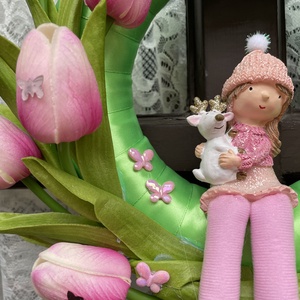 Rózsaszín Tulipános ajtódísz - otthon & életmód - dekoráció - ajtó- és ablak dekoráció - ajtódísz & kopogtató - Meska.hu
