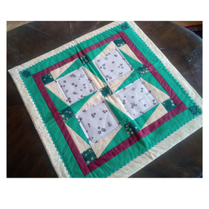 Patchwork terítő, zöld-fehér mintás - Meska.hu