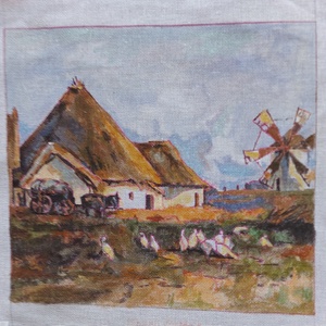 Tűgobelin alap, Tanya állatokkal - Meska.hu