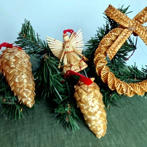 Karácsonyfa díszek, Karácsony, Karácsonyi lakásdekoráció, Karácsonyfadíszek, Fonás (csuhé, gyékény, stb.), MESKA