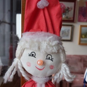 Textil baba zsákkal  - karácsony - karácsonyi lakásdekoráció - karácsonyi manók, figurák - Meska.hu