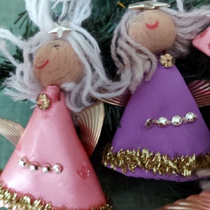 Textil angyalok karácsonyfa díszek - karácsony - karácsonyi lakásdekoráció - karácsonyfadíszek - Meska.hu