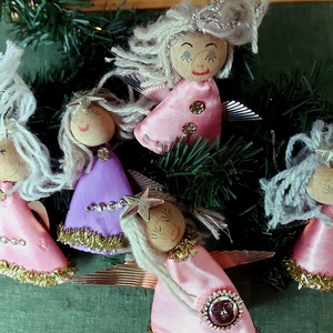 Textil angyalok karácsonyfa díszek, Karácsony, Karácsonyi lakásdekoráció, Karácsonyfadíszek, Mindenmás, MESKA