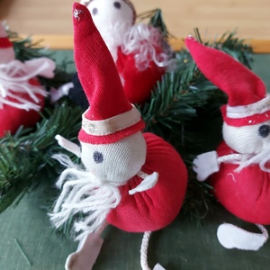 Textil Mikulás  karácsonyfa díszek - karácsony - karácsonyi lakásdekoráció - karácsonyfadíszek - Meska.hu