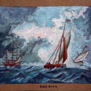 Gobelin alap, Hajók a tengeren - Meska.hu
