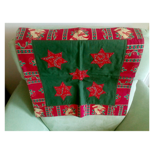 Patchwork kétoldalú terítő, csillag-télapó mintával, Otthon & Életmód, Dekoráció, Asztal és polc dekoráció, Asztaldísz, Foltberakás, Patchwork, foltvarrás, MESKA