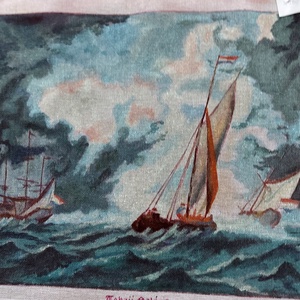 Tűgobelin alap, Hajók a tengeren, Művészet, Textilkép, Gobelin, Festészet, MESKA