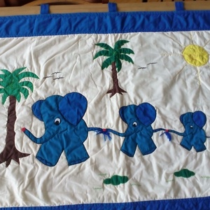 Patchwork elefántos falikép, Otthon & Életmód, Babaszoba, gyerekszoba, Babaszoba dekoráció, Foltberakás, Patchwork, foltvarrás, MESKA