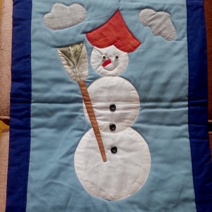 Patchwork hóember falikép, Otthon & Életmód, Babaszoba, gyerekszoba, Babaszoba dekoráció, Foltberakás, Patchwork, foltvarrás, MESKA