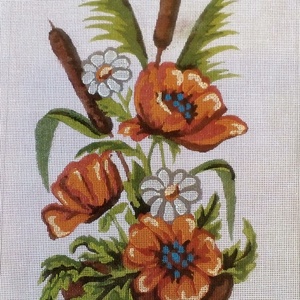 Tűgobelin alap, virágok, Művészet, Textilkép, Gobelin, Festészet, MESKA