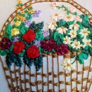 Szalaghímzésel készült falikép - otthon & életmód - dekoráció - kép & falikép - vászonkép - Meska.hu