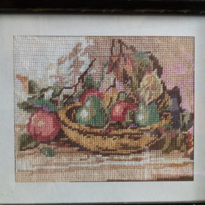 Keretezett falikép gobelin hímzéssel , Művészet, Textilkép, Gobelin, Hímzés, MESKA