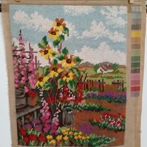 Gobelin hímzéssel készült kép, keret nélkül, Művészet, Textilkép, Gobelin, Hímzés, MESKA