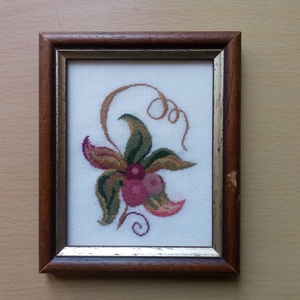 Keretezett falikép tűgobelin hímzéssel, Művészet, Textilkép, Gobelin, Hímzés, MESKA