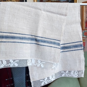 Szövött  nyersvászon dísztörölköző horgolt széllel - otthon & életmód - fürdőszoba - törölköző - Meska.hu