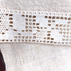 Szövött  nyersvászon dísztörölköző horgolt széllel - otthon & életmód - fürdőszoba - törölköző - Meska.hu