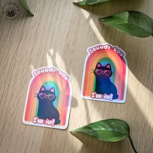 Fekete macska Pride vinyl matrica - Szivárványos, LGBTQ+ dekoráció - otthon & életmód - papír, írószer - matrica, matrica csomag - Meska.hu