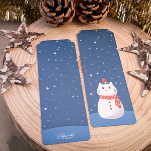 Hóember-cica könyvjelző - Cuki karácsonyi könyves kiegészítő, Könyv & Zene, Könyvjelző, Fotó, grafika, rajz, illusztráció, MESKA