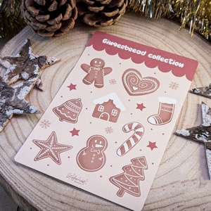 Karácsonyi mézeskalács matricaív - Ünnepi, vidám matricák, Kellékek & szerszámok, Dekorációs kellékek, Matricaív, Fotó, grafika, rajz, illusztráció, MESKA