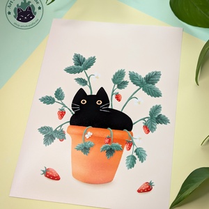 Fekete cicás print - A6, A5, A4 - otthon & életmód - dekoráció - kép & falikép - poszter - Meska.hu