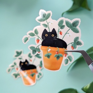 Fekete cicás vinil matrica, Otthon & Életmód, Papír, írószer, Matrica, matrica csomag, Fotó, grafika, rajz, illusztráció, MESKA