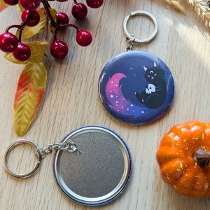 Fekete cicás koponyás kulcstartó, Táska & Tok, Kulcstartó & Táskadísz, Kulcstartó, Fotó, grafika, rajz, illusztráció, MESKA