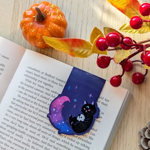 Fekete cicás koponyás mágneses könyvjelző, Könyv & Zene, Könyvjelző, Fotó, grafika, rajz, illusztráció, MESKA