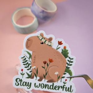 Kapibarás matrica - Cuki vízidisznó dekoráció - Meska.hu