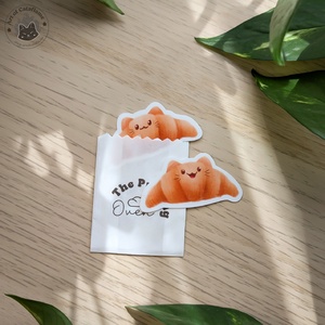 Croissant cica matricák - Kézzel rajzolt, péksüteményes macskás dekor, Otthon & Életmód, Papír, írószer, Matrica, matrica csomag, Fotó, grafika, rajz, illusztráció, MESKA