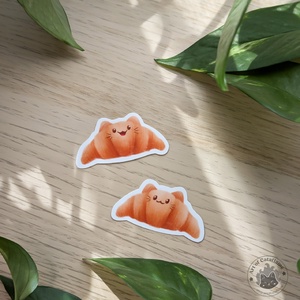 Croissant cica matricák - Kézzel rajzolt, péksüteményes macskás dekor - otthon & életmód - papír, írószer - matrica, matrica csomag - Meska.hu