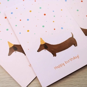 Tacskós szülinapi képeslap - Cuki üdvözlőkártya - otthon & életmód - papír, írószer - ajándékozás kellékei - képeslap, üdvözlőlap - Meska.hu