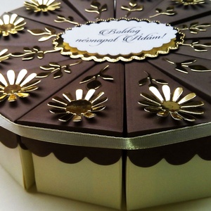 Gold Chocolate papírtorta díszdoboz 12 szeletes - otthon & életmód - papír, írószer - ajándékozás kellékei - papírtorta - Meska.hu