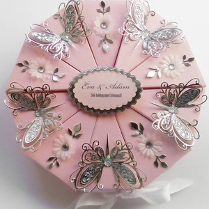Silver butterfly papírtorta díszdoboz 10 szeletes, Esküvő, Emlék & Ajándék, Nászajándék, Mindenmás, Papírművészet, MESKA