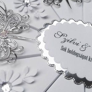 Silver butterfly papírtorta díszdoboz 10 szeletes - esküvő - emlék & ajándék - nászajándék - Meska.hu