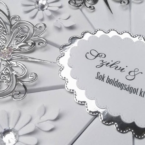 Silver butterfly papírtorta díszdoboz 10 szeletes - otthon & életmód - papír, írószer - ajándékozás kellékei - papírtorta - Meska.hu
