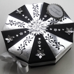 Black and Silver papírtorta díszdoboz 10 szeletes, Karácsony, Mindenmás, Papírművészet, Meska