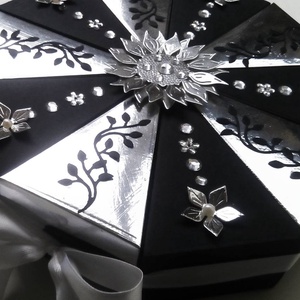 Black and Silver papírtorta díszdoboz 10 szeletes - otthon & életmód - papír, írószer - ajándékozás kellékei - papírtorta - Meska.hu
