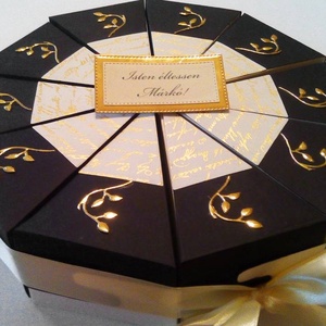 Black-golden dream papírtorta díszdoboz 10 szeletes - otthon & életmód - papír, írószer - ajándékozás kellékei - papírtorta - Meska.hu