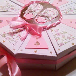Pink baby papírtorta díszdoboz 10 szeletes, Esküvő, Emlék & Ajándék, Mindenmás, Papírművészet, Meska