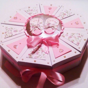 Pink baby papírtorta díszdoboz 10 szeletes - otthon & életmód - papír, írószer - ajándékozás kellékei - papírtorta - Meska.hu