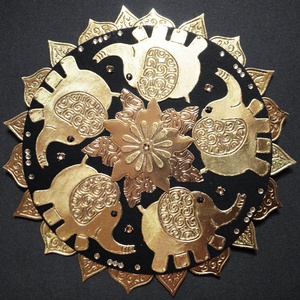 Arany elefántok mandala, Otthon & Lakás, Dekoráció, Spiritualitás, Mandala, Papírművészet, MESKA