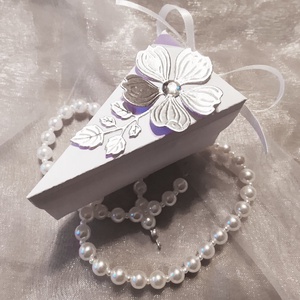 Esküvői meghívó - tortaszelet ezüst cseresznyevirággal, Esküvő, Meghívó & Kártya, Meghívó, Mindenmás, Papírművészet, MESKA