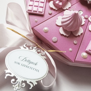 Rózsaszín papírtorta egy gyönyörű ezüst életfa faliképpel vagy hűtőmágnessel - otthon & életmód - papír, írószer - ajándékozás kellékei - papírtorta - Meska.hu