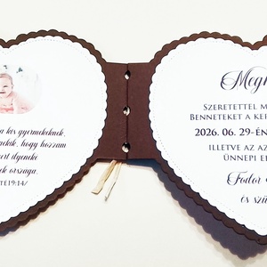 Keresztelő meghívó - szív alakú  - baba - mama - keresztelő kellékek - keresztelő meghívó - Meska.hu