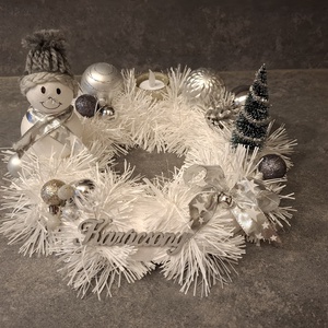 Ezüst adventi koszorú - karácsony - adventi díszek - adventi koszorú - Meska.hu